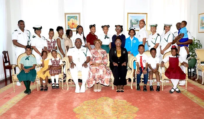 Children of military officers pay a courtesy call on the Governor General