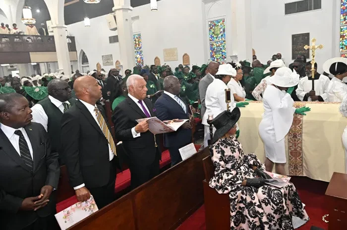 Governor General Dame Cynthia Pratt, and Prime Minister Davis attend the funeral of the late Mrs. McLinda Bowe