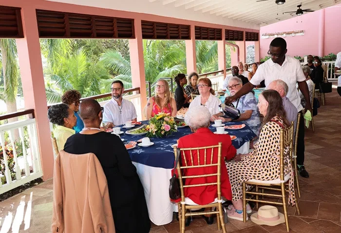 Governor General Dame Cynthia chats with visitors at MOTIA's 'People to People' Tea Party at Government House