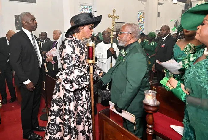 Governor General Dame Cynthia Pratt, and Prime Minister Davis attend the funeral of the late Mrs. McLinda Bowe